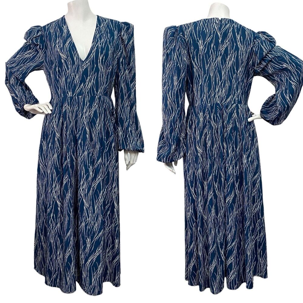 Chelsea28 Women's Med Pleated Puff Shoulder Long Sleeve‎ Dress Vneck Cottagecore
